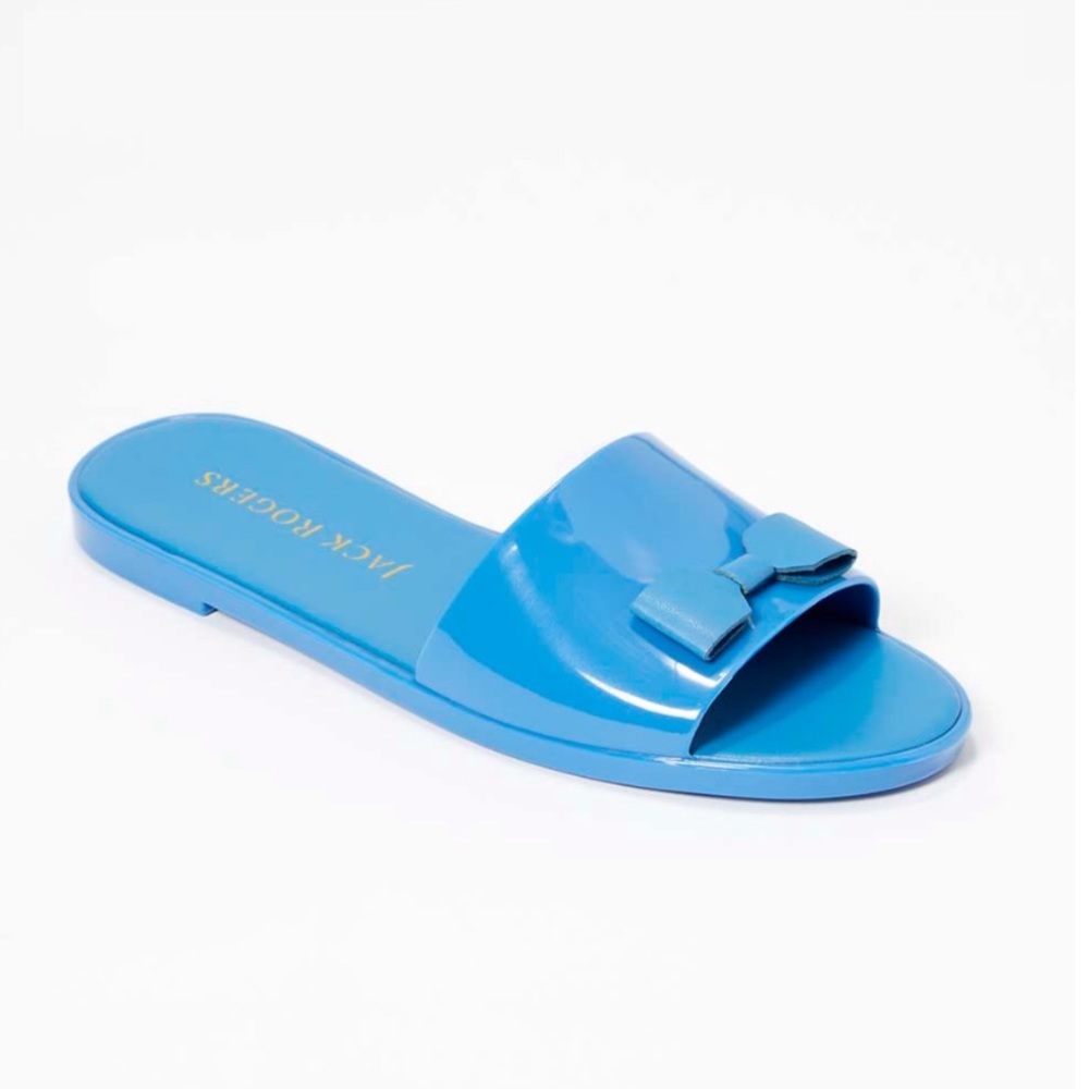 NEW Jack Rodgers Atlantic Blue Patricia Bow Accent Jelly Slide Woman’s Size 10
